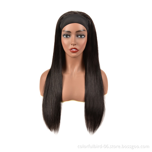 Straight Headband Wig Human Hair Loose Deep Wave Brazilian hair Wig Head Band Glueless 180 Density Human Hair Wig